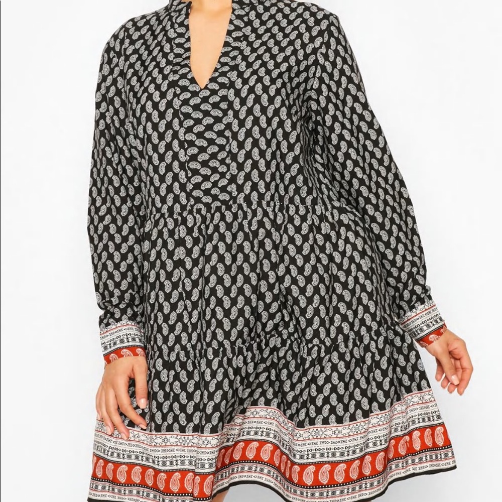 Paisley tiered smock dress